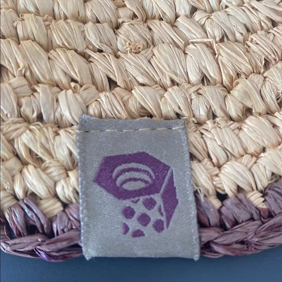 Mountain Hardwear Natural Raffia Straw Sun Hat Sz L Brown Trim Packable Vacation - Picture 2 of 6